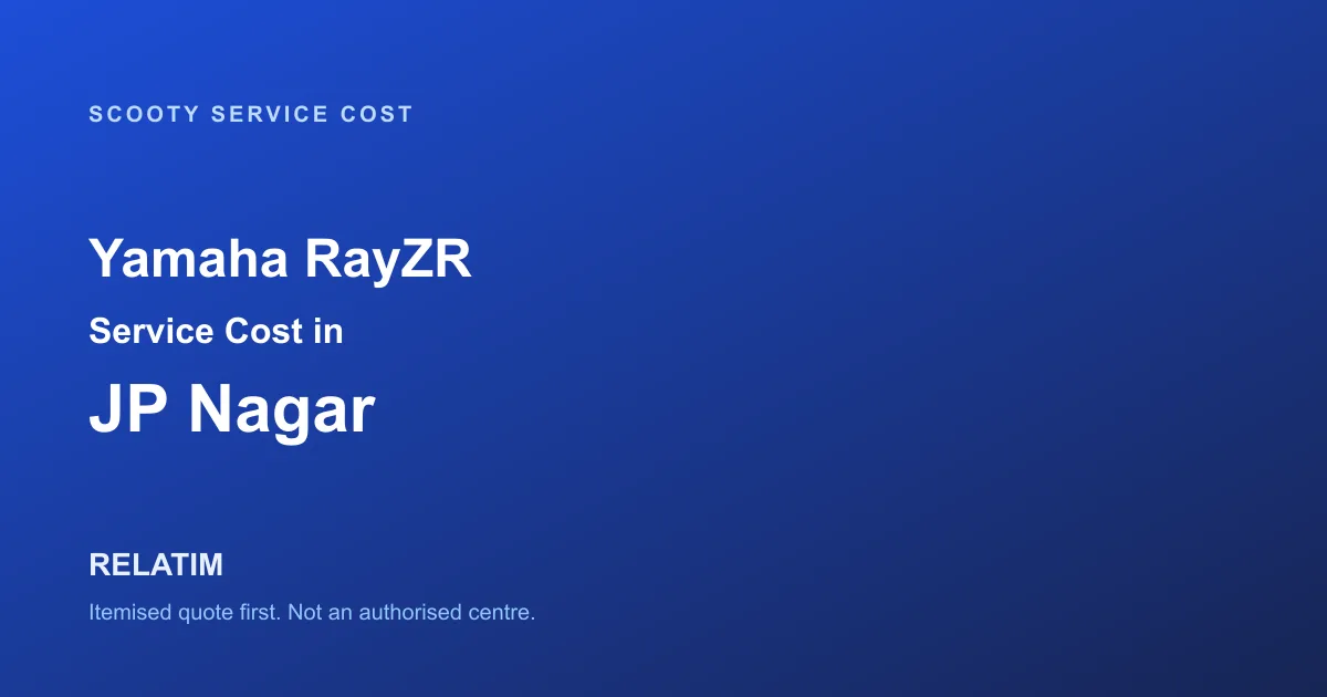 Yamaha RayZR Service Cost in JP Nagar, Bangalore